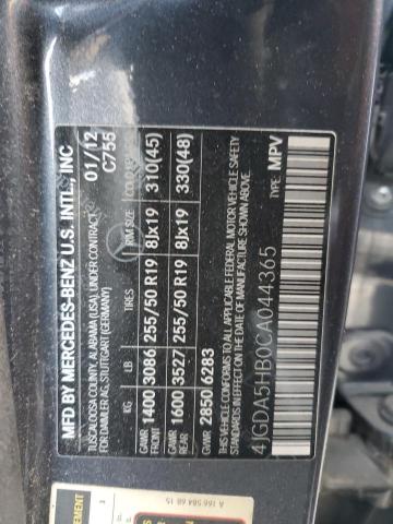 4JGDA5HB0CA044365 - 2012 MERCEDES-BENZ ML 350 4MATIC GRAY photo 13