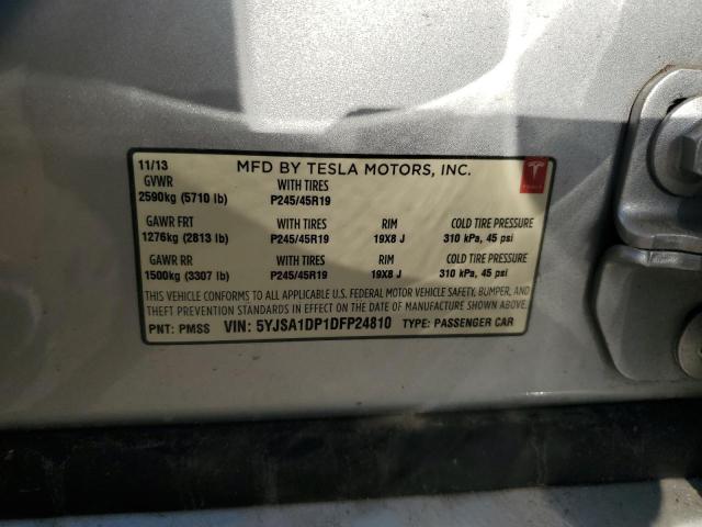 5YJSA1DP1DFP24810 - 2013 TESLA MODEL S SILVER photo 12