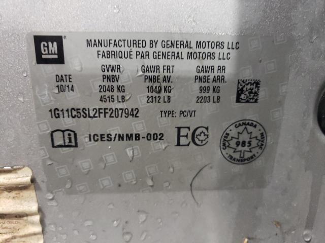 1G11C5SL2FF207942 - 2015 CHEVROLET MALIBU 1LT SILVER photo 12