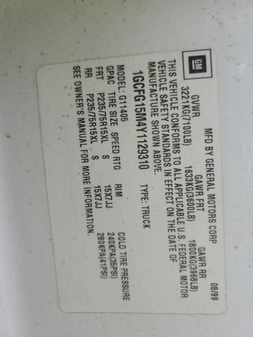 1GCFG15M4Y1129310 - 2000 CHEVROLET EXPRESS G1 WHITE photo 13