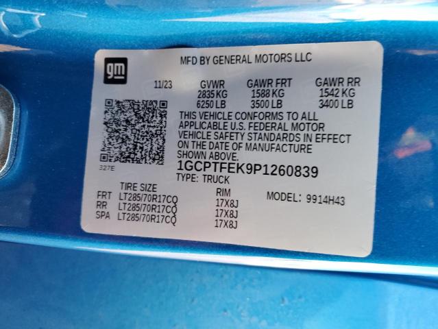 1GCPTFEK9P1260839 - 2023 CHEVROLET COLORADO ZR2 BLUE photo 12