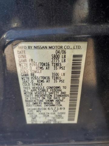 5N1AR18U56C657189 - 2006 NISSAN PATHFINDER LE ლურჯი ფოტო 12