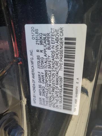 19UUB1F63LA010597 - 2020 ACURA TLX TECHNOLOGY 黑色 照片 12