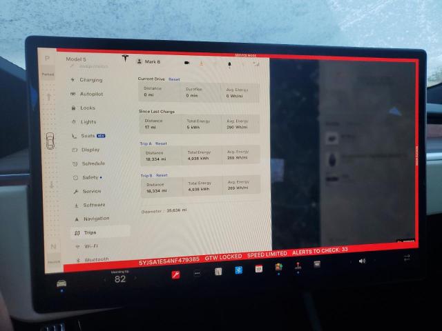 5YJSA1E54NF479385 - 2022 TESLA MODEL S ნაცრისფერი ფოტო 9