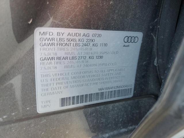 WA18AAF42MA004562 - 2021 AUDI A4 ALLROAD PREMIUM PLUS GRAY photo 12