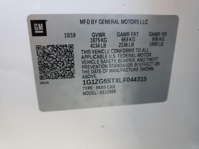 1G1ZG5STXLF044315 - 2020 CHEVROLET MALIBU RS 白色 照片 12