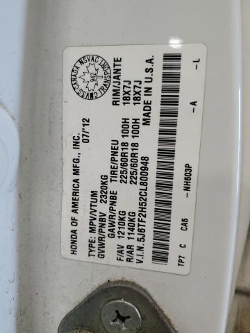 5J6TF2H52CL800948 - 2012 HONDA CROSSTOUR EXL თეთრი ფოტო 13