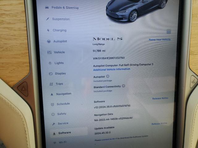 5YJSA1E26KF332793 - 2019 TESLA MODEL S GRAY photo 9