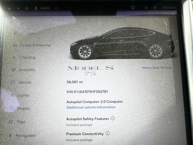 5YJSA1E11HF202761 - 2017 TESLA MODEL S 黑色 照片 9