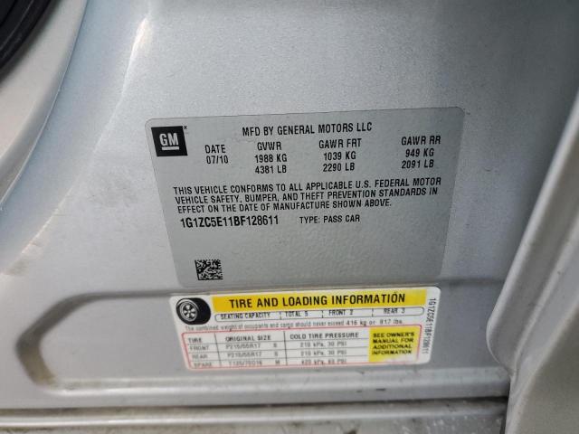 1G1ZC5E11BF128611 - 2011 CHEVROLET MALIBU 1LT SILVER photo 12