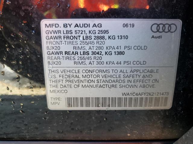 WA1C4AFY2K2121473 - 2019 AUDI SQ5 PRESTIGE BLACK photo 13