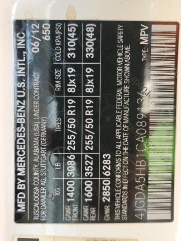 4JGDA5HB1CA089136 - 2012 MERCEDES-BENZ ML 350 4MATIC WHITE photo 13