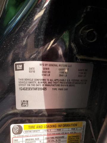 1G4GE5EV7AF209425 - 2010 BUICK LACROSSE CXS BLACK photo 12