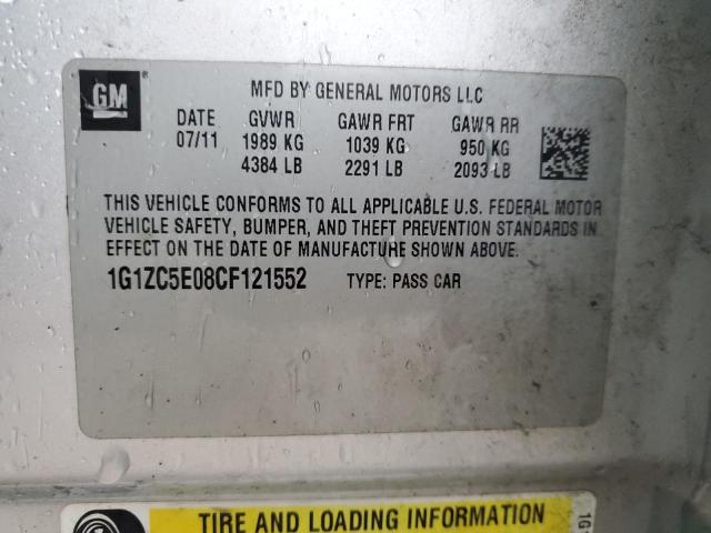 1G1ZC5E08CF121552 - 2012 CHEVROLET MALIBU 1LT ვერცხლისფერი ფოტო 12