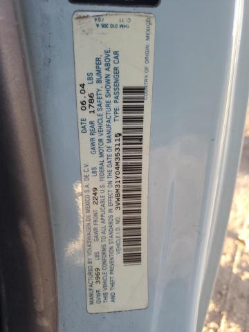 3VWBM31Y04M353115 - 2004 VOLKSWAGEN NEW BEETLE GL 蓝色 照片 12