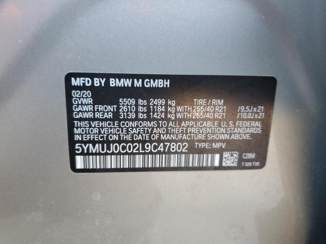 5YMUJ0C02L9C47802 - 2020 BMW X4 M COMPETITION SILVER photo 13