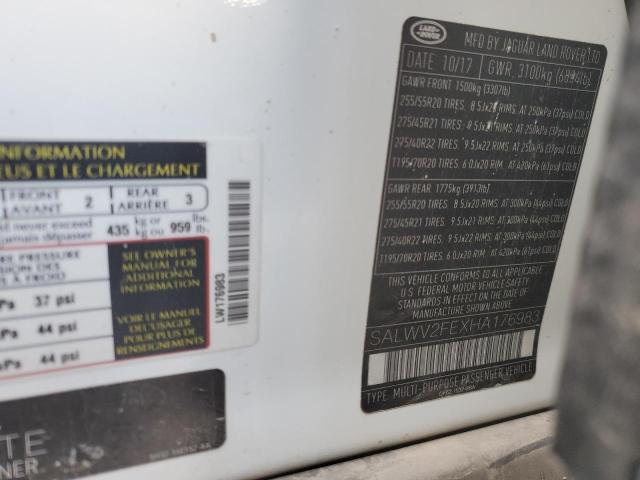 SALWV2FEXHA176983 - 2017 LAND ROVER RANGE ROVE AUTOBIOGRAPHY WHITE photo 13