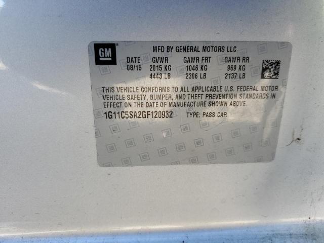 1G11C5SA2GF120932 - 2016 CHEVROLET MALIBU LIM LT 银色 照片 12