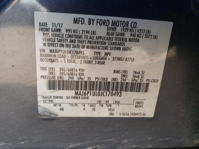 MAJ6P1UL0JC170493 - 2018 FORD ECOSPORT SE Grau Foto 13