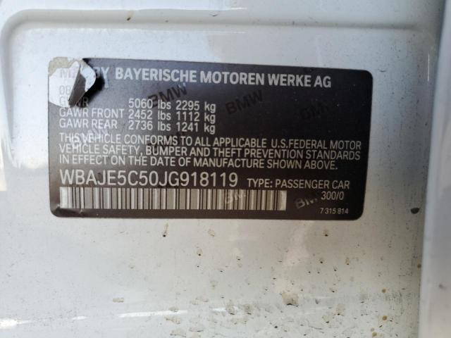 WBAJE5C50JG918119 - 2018 BMW 540 I WHITE photo 12