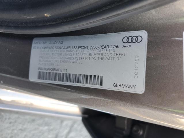 WAUHGAFC6EN032111 - 2014 AUDI A6 PRESTIGE ნაცრისფერი ფოტო 12