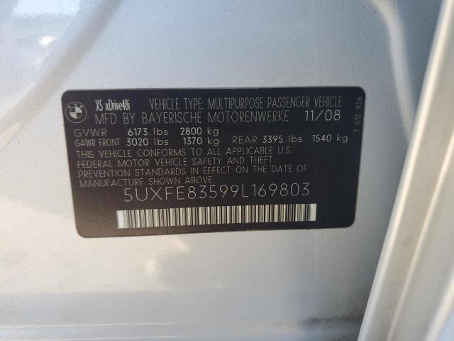 5UXFE83599L169803 - 2009 BMW X5 XDRIVE48I SILVER photo 13