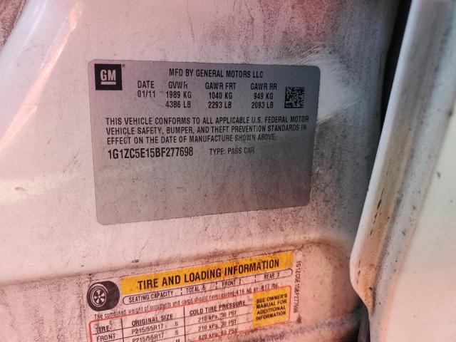 1G1ZC5E15BF277698 - 2011 CHEVROLET MALIBU 1LT თეთრი ფოტო 12