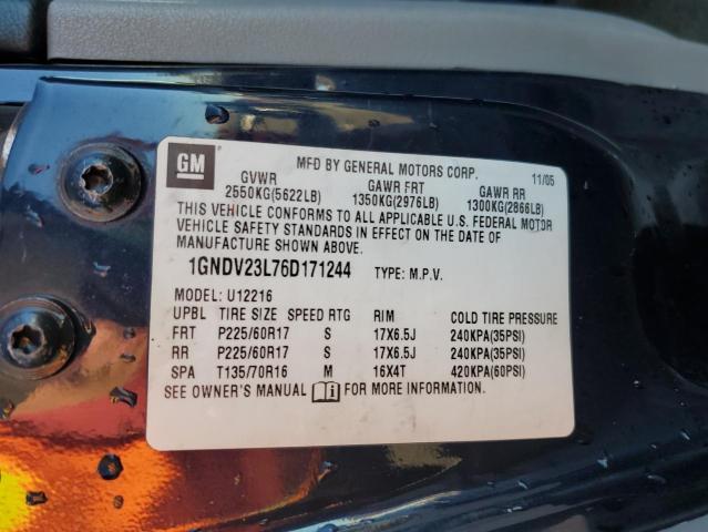 1GNDV23L76D171244 - 2006 CHEVROLET UPLANDER LS Mavi foto 13