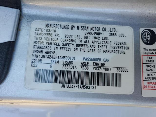 JN1AZ4EH1AM503131 - 2010 NISSAN 370Z SILVER photo 12