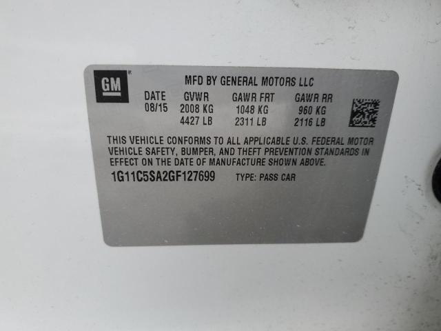 1G11C5SA2GF127699 - 2016 CHEVROLET MALIBU LIM LT 白色 照片 12