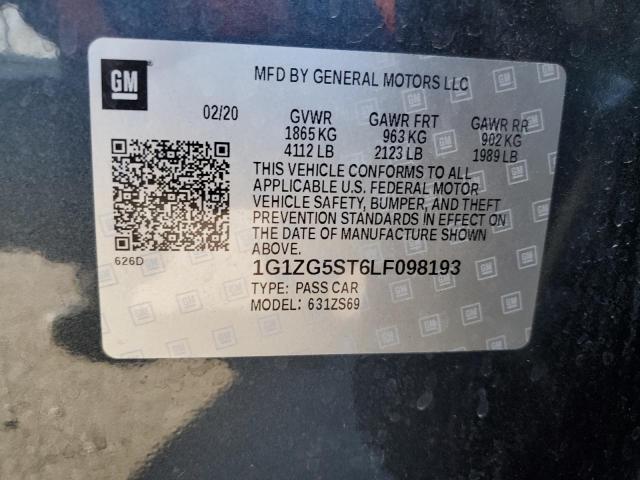 1G1ZG5ST6LF098193 - 2020 CHEVROLET MALIBU RS 石墨色 照片 12