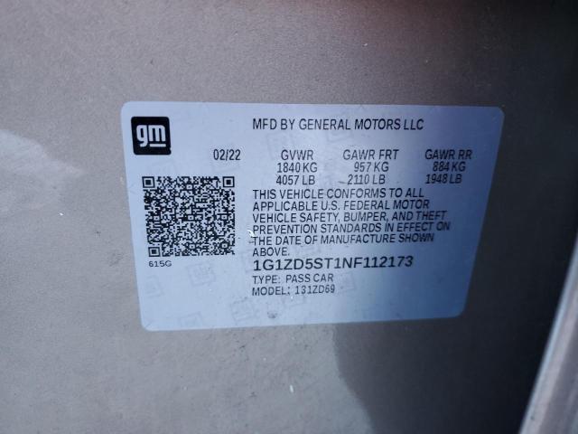 1G1ZD5ST1NF112173 - 2022 CHEVROLET MALIBU LT BEIGE photo 12