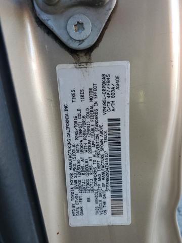 5TESN92N94Z445107 - 2004 TOYOTA TACOMA XTRACAB PRERUNNER ოქროსფერი ფოტო 12