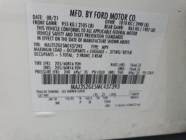 MAJ3S2GE5MC437393 - 2021 FORD ECOSPORT SE 白色 照片 13