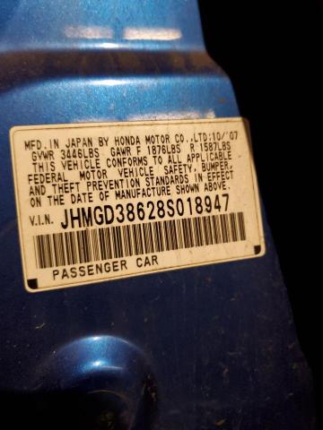 JHMGD38628S018947 - 2008 HONDA FIT SPORT 蓝色 照片 12