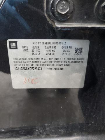 1G11C5SAXDF229473 - 2013 CHEVROLET MALIBU 1LT BLACK photo 12