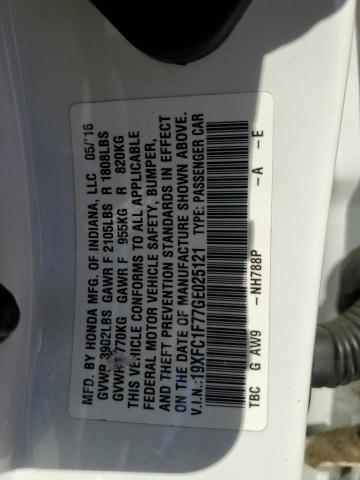 19XFC1F77GE025121 - 2016 HONDA CIVIC EXL WHITE photo 12