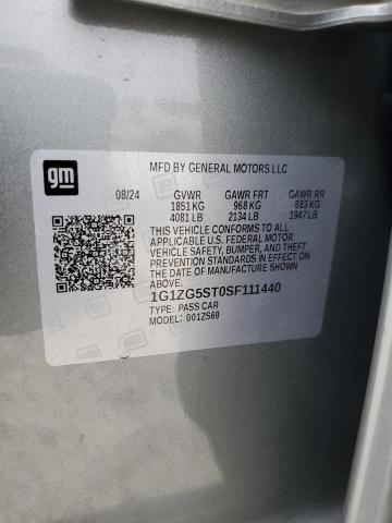 1G1ZG5ST0SF111440 - 2025 CHEVROLET MALIBU RS ვერცხლისფერი ფოტო 13