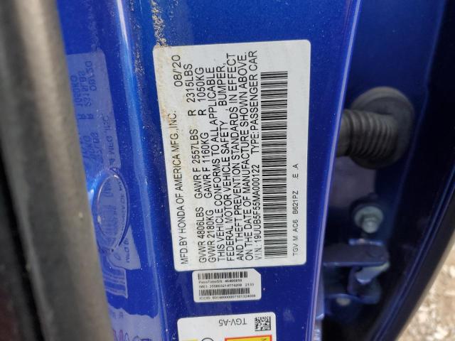 19UUB5F55MA000122 - 2021 ACURA TLX TECH A BLUE photo 12