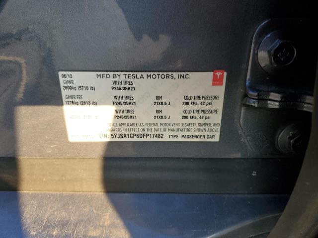 5YJSA1CP6DFP17482 - 2013 TESLA MODEL S GRAY photo 13