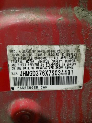JHMGD376X7S034491 - 2007 HONDA FIT S 红色 照片 13
