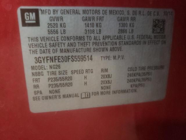 3GYFNFE30FS559514 - 2015 CADILLAC SRX PERFORMANCE COLLECTION Rouge photo 13