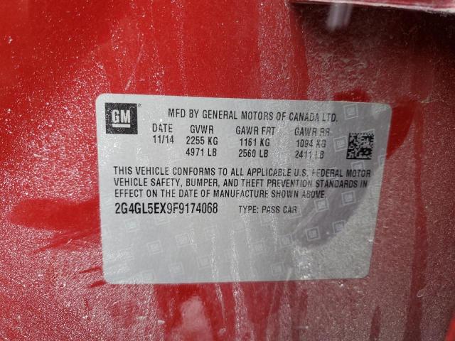 2G4GL5EX9F9174068 - 2015 BUICK REGAL RED photo 12