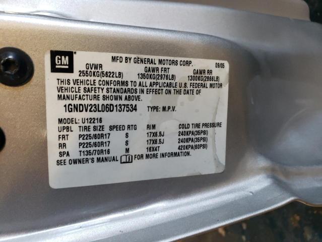 1GNDV23L06D137534 - 2006 CHEVROLET UPLANDER LS SILVER photo 14