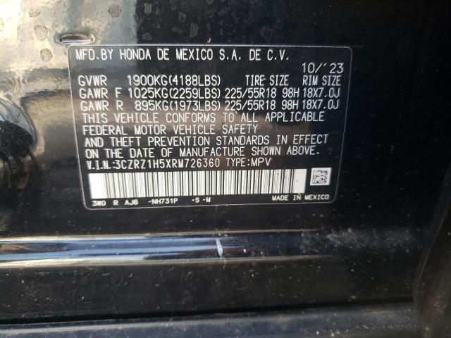 3CZRZ1H5XRM726360 - 2024 HONDA HR-V SPORT BLACK photo 13
