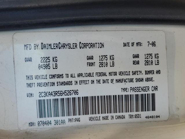 2C3KA43R56H526706 - 2006 CHRYSLER 300 WHITE photo 12