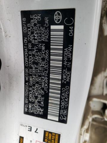 JTDKARFP4J3072866 - 2018 TOYOTA PRIUS PRIM 白色 照片 12