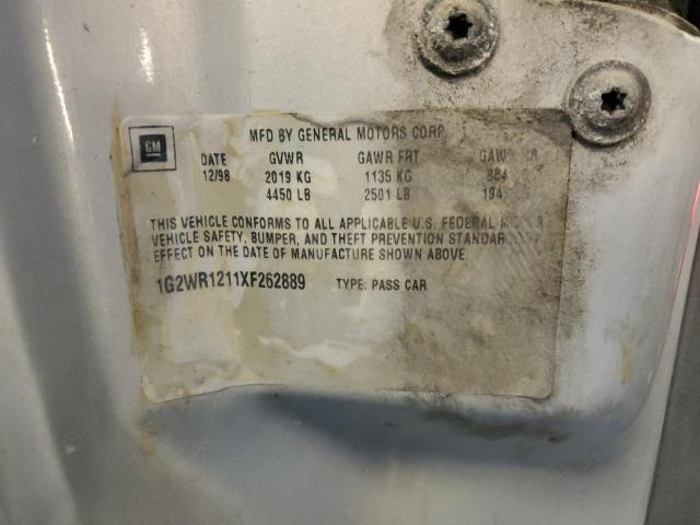 1G2WR1211XF262889 - 1999 PONTIAC GRAND PRIX GTP SILVER photo 12