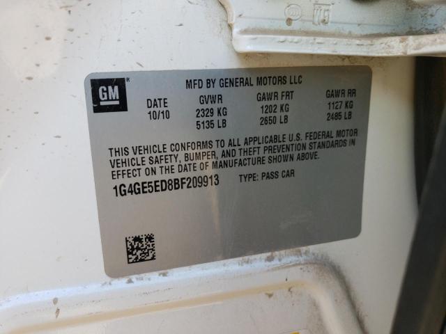 1G4GE5ED8BF209913 - 2011 BUICK LACROSSE CXS WHITE photo 12