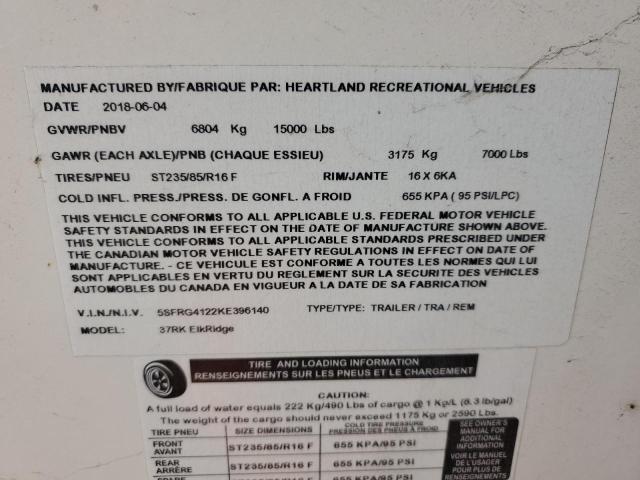 5SFRG4122KE396140 - 2019 HEARTLAND GATEWAY ორფეროვანი ფოტო 10